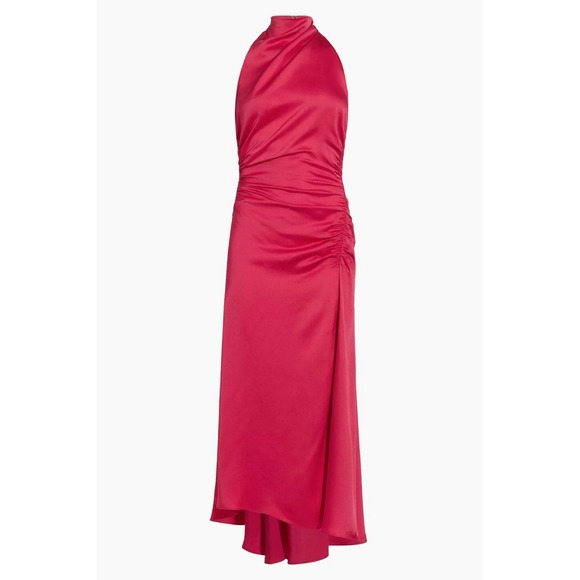 A.L.C. Dresses & Skirts - A.L.C. Pink  Fuchsia Ruched Halter‎ Midi Dress Sleeveless Cocktail Party Elegant